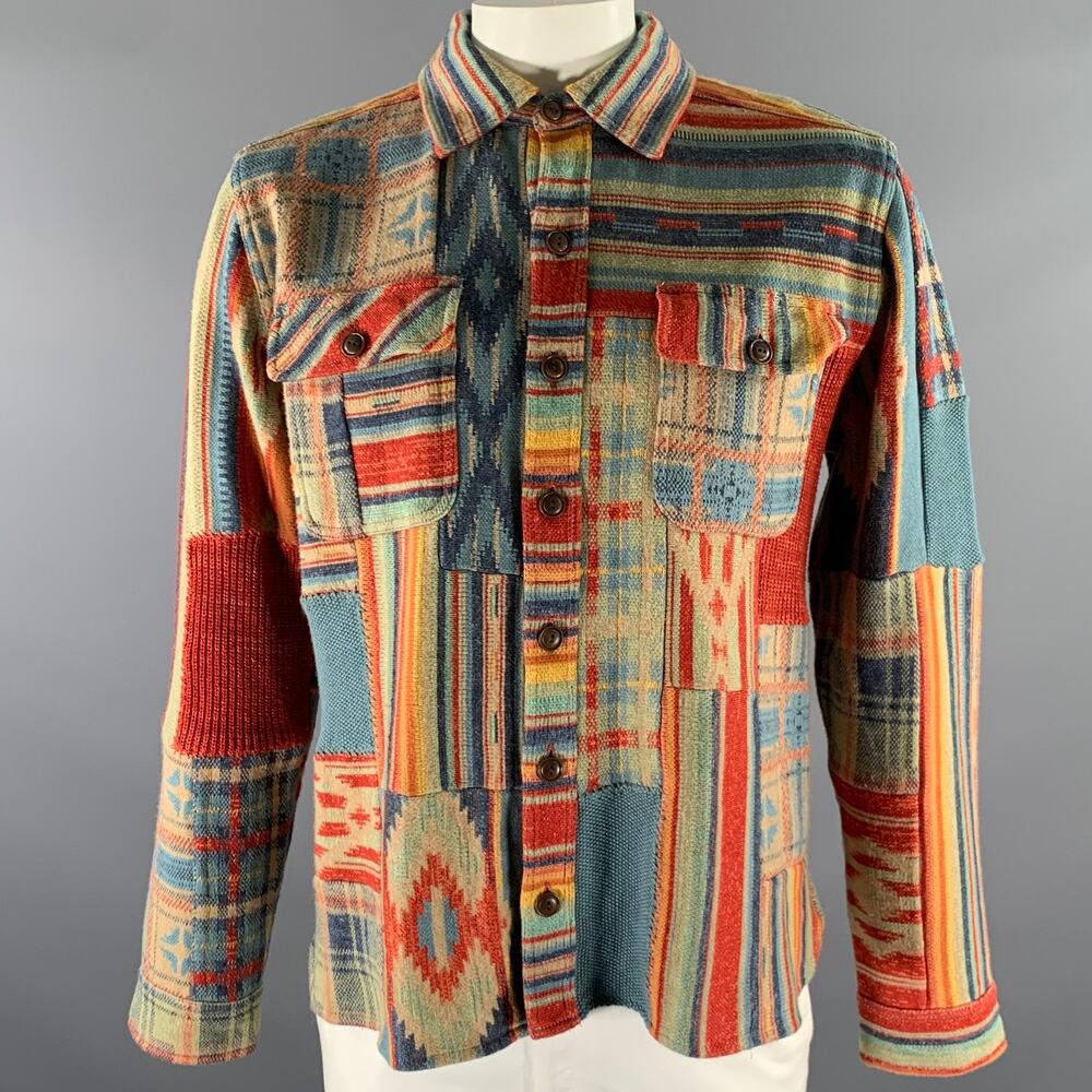 RRL by RALPH LAUREN Size XL Red Patchword Shirt Jacket